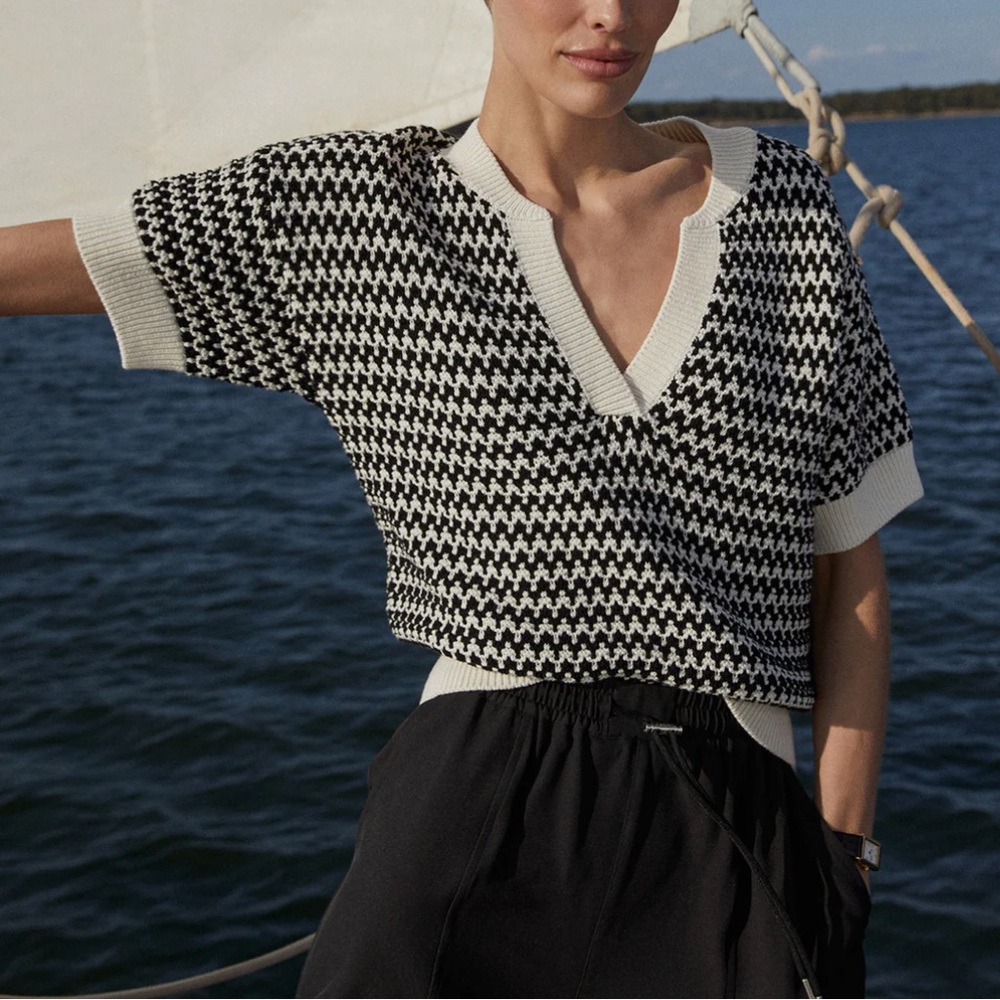 Varley Dora Knit Top in Egret